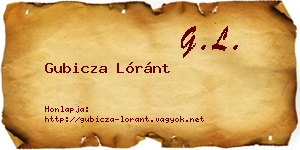 Gubicza Lóránt névjegykártya